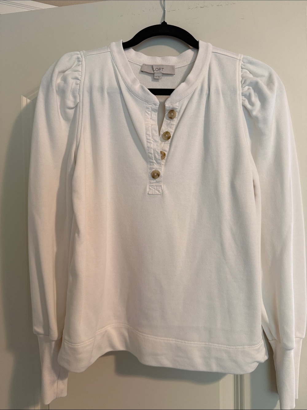 LOFT White Henley Lightweight Sweatshirt